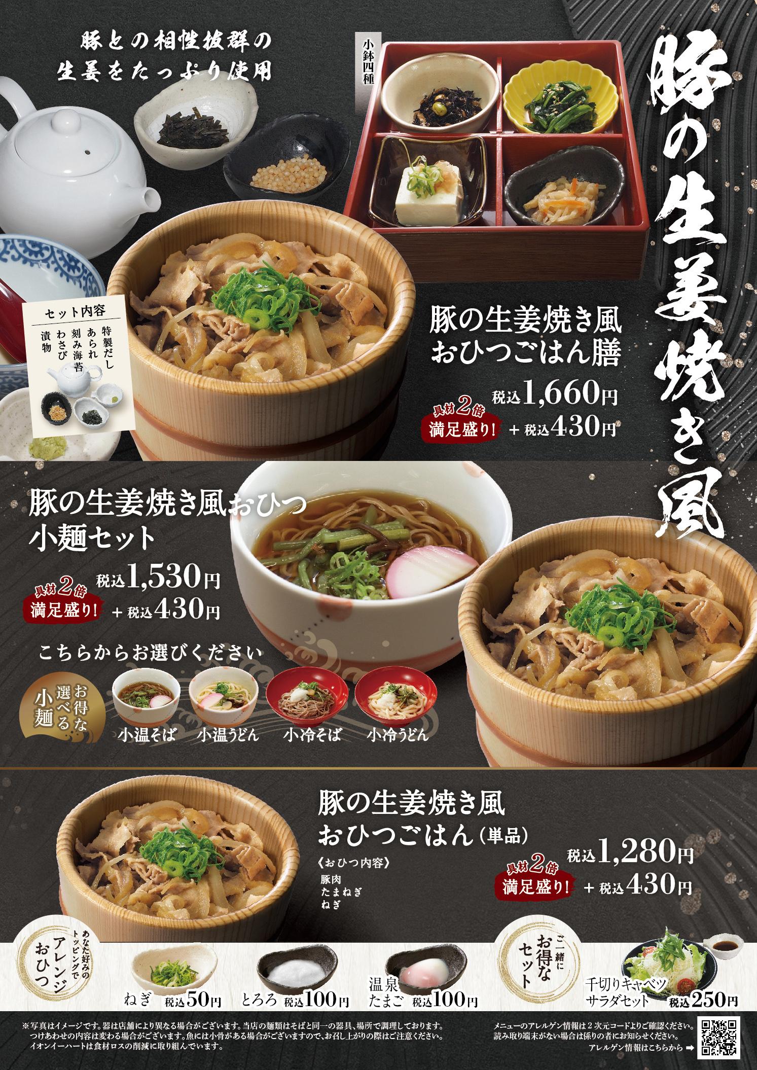 イオングランドメニュー「ごはんとおだしが愉しめるお店」タイプ メニュー