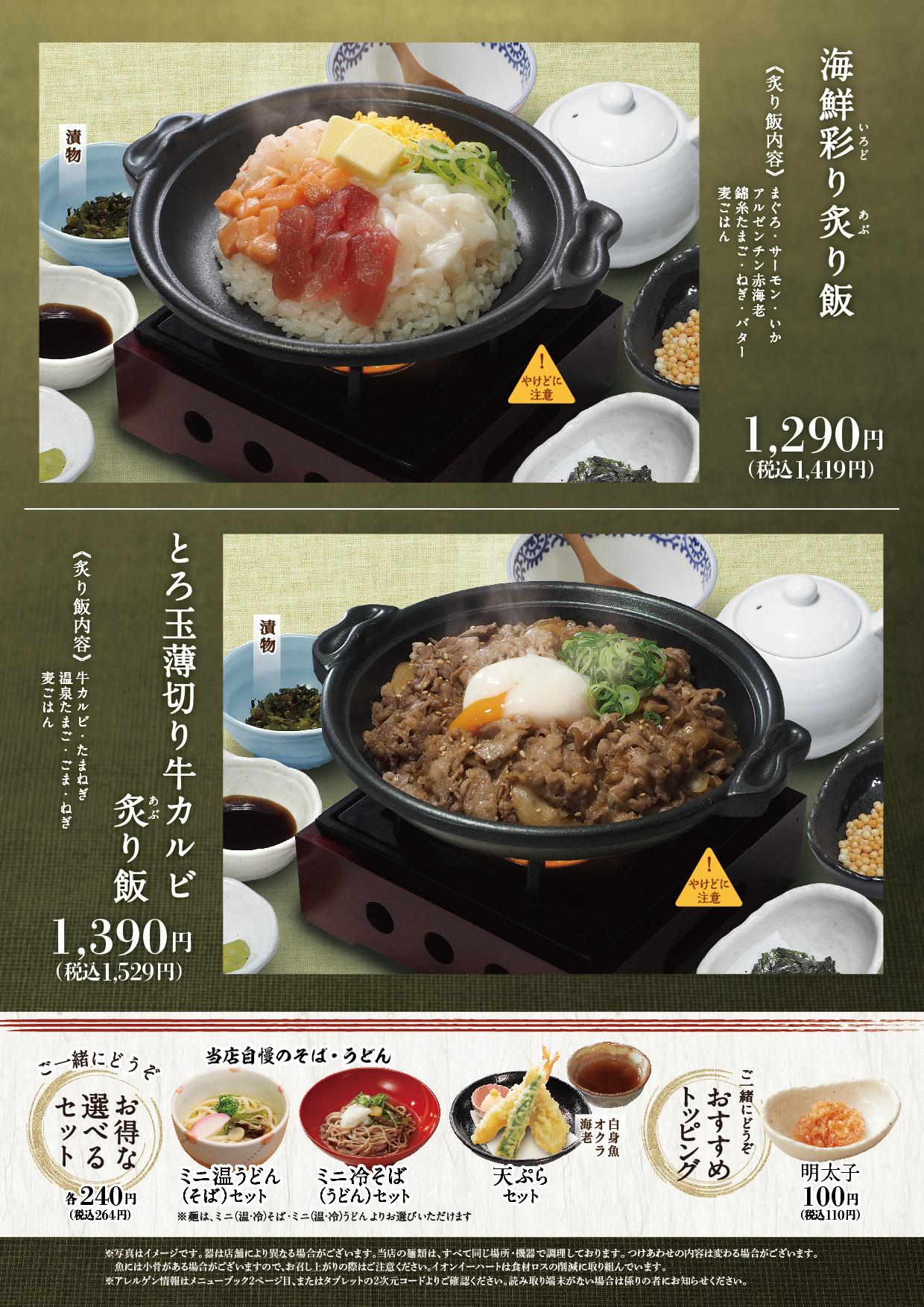 イオンAZグランドメニュー　Dタイプ用 メニュー